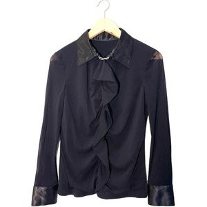 🌹2 for $20🌹  Girdear Long Sleeve Pullover Ruffle Front Black Shirt. Size 4